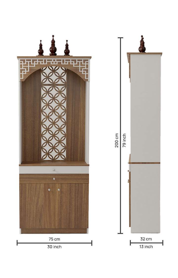 neudot  Bliss 6 Feet Mandir Unit Engineered Wood Home Temple  (Height: 170, Knock Down)