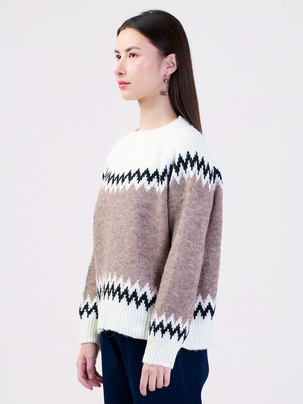 ALBION LADIES BROWN TOP (WOOLEN)