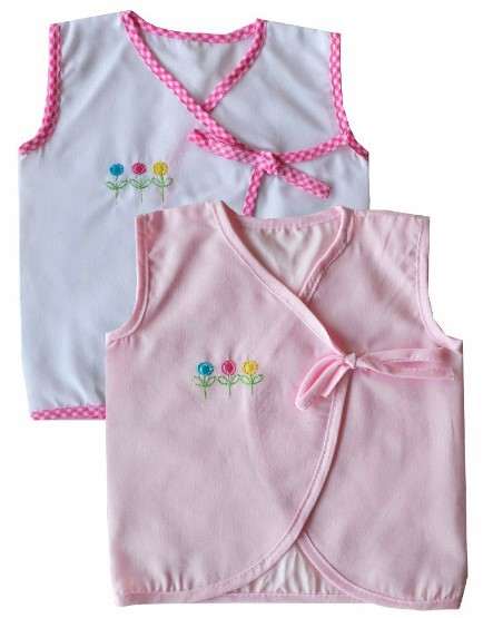 Plain Pink & White Tie up Jhabla 2 pc Combo (100% Cotton)