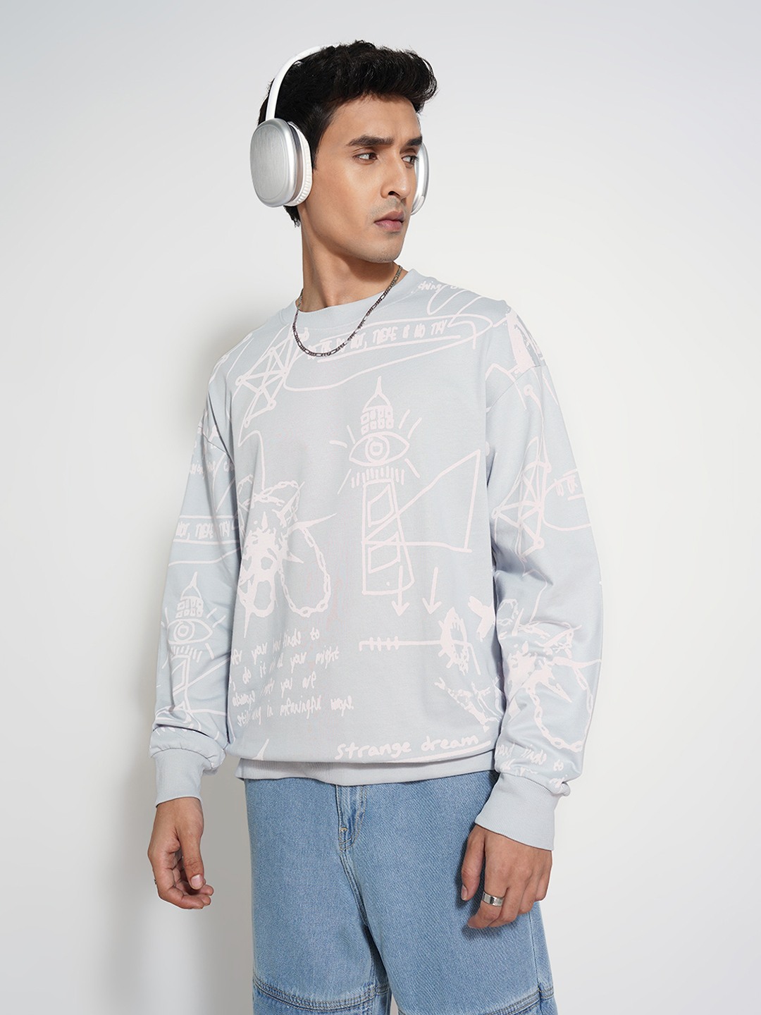 Blue Scribble Print Sweatshirt