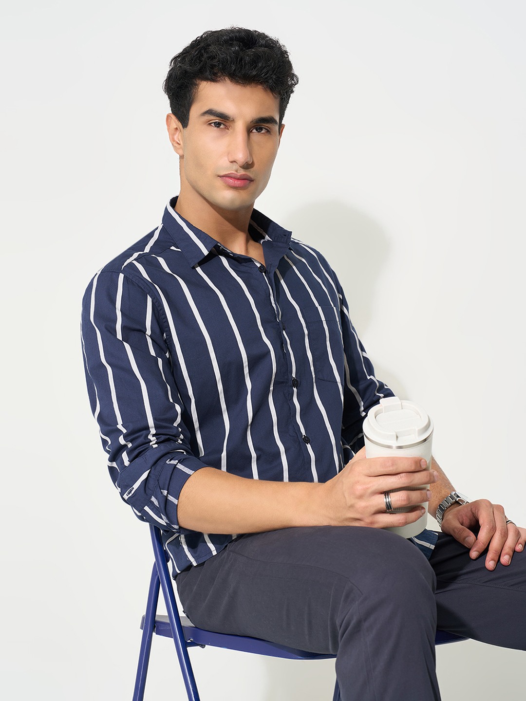 Green Striped Minimal Shirt