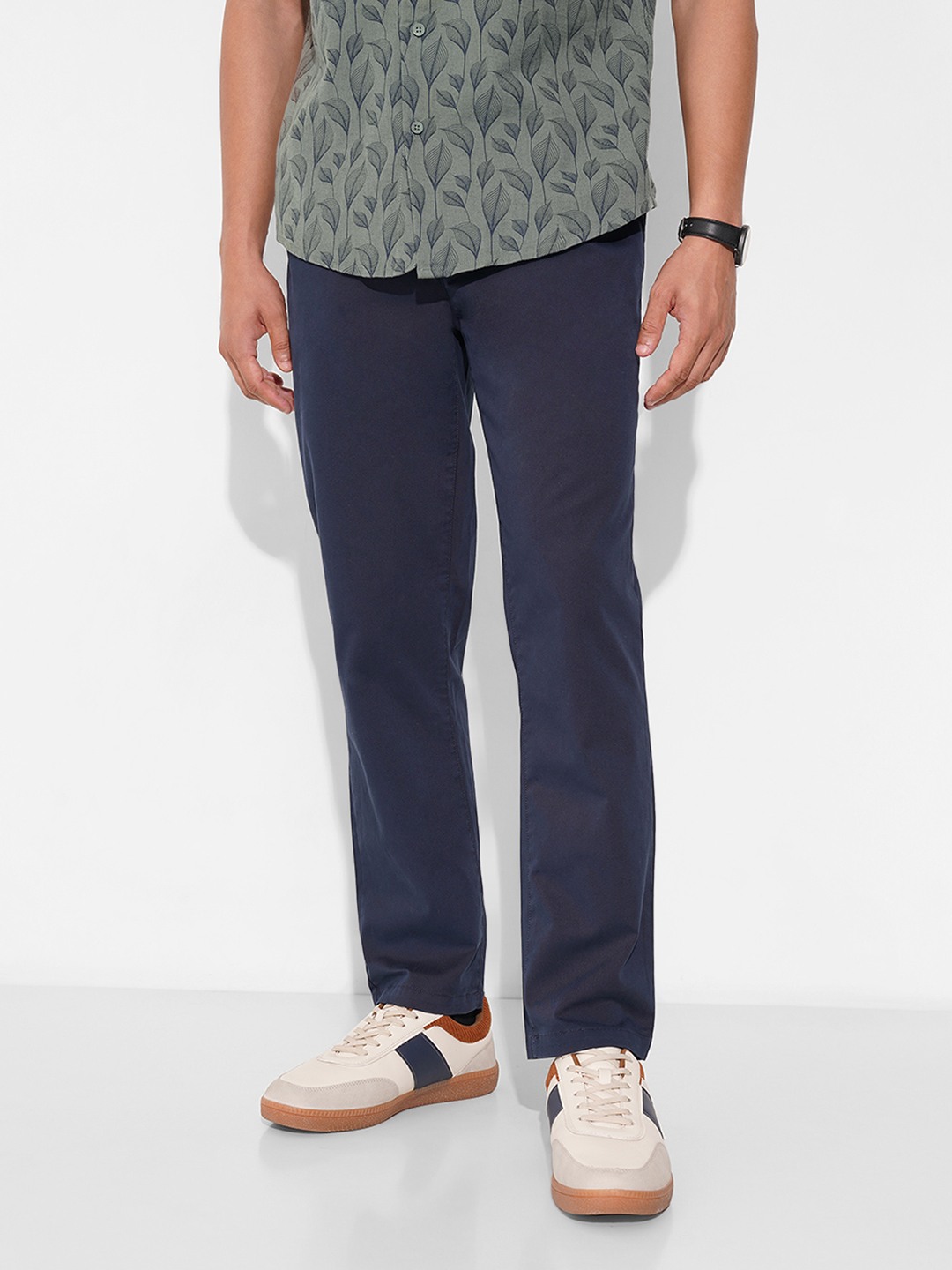 Navy Solid Slim Chino Pants