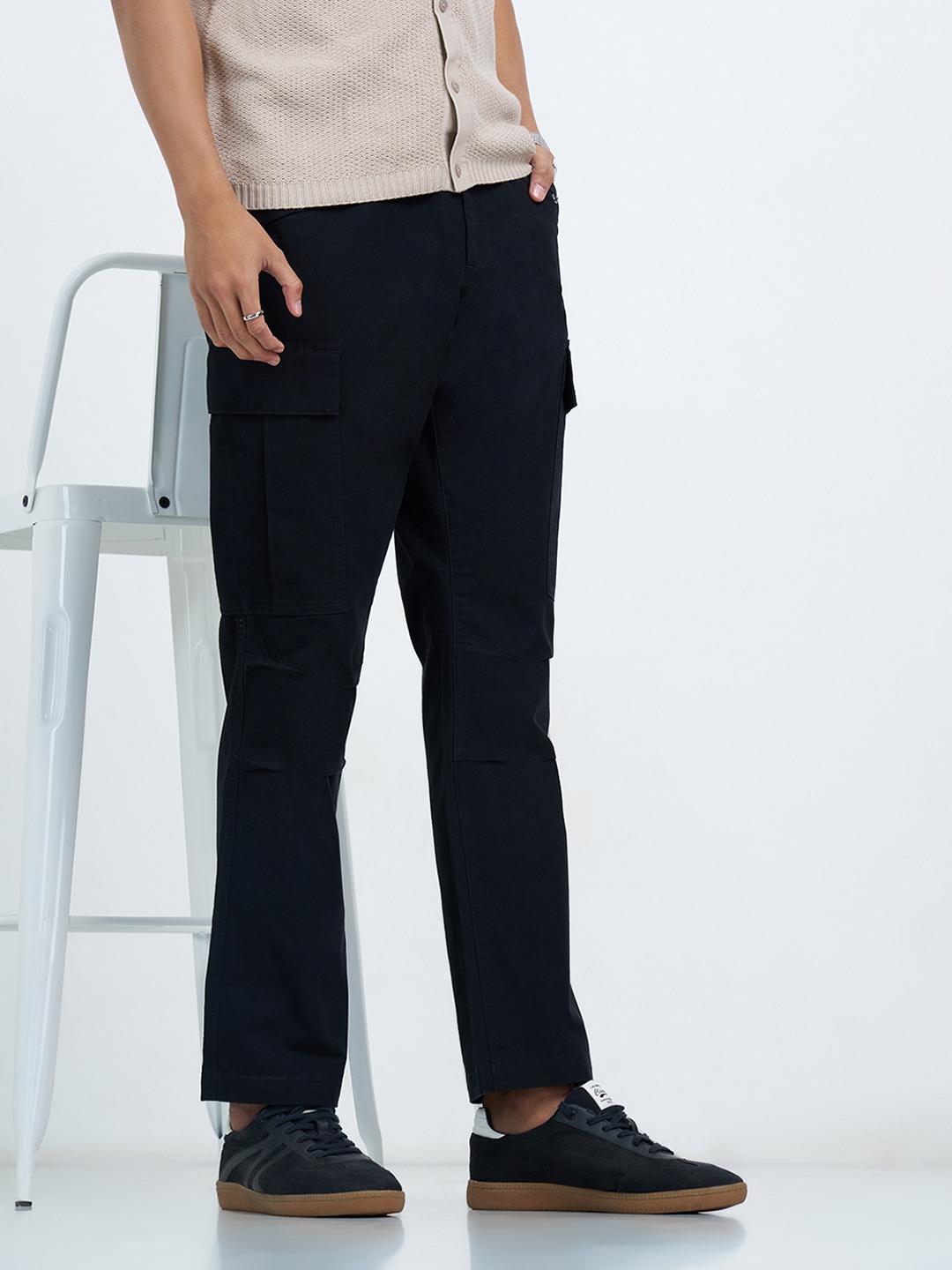 Black Slim Fit Cargo Pants