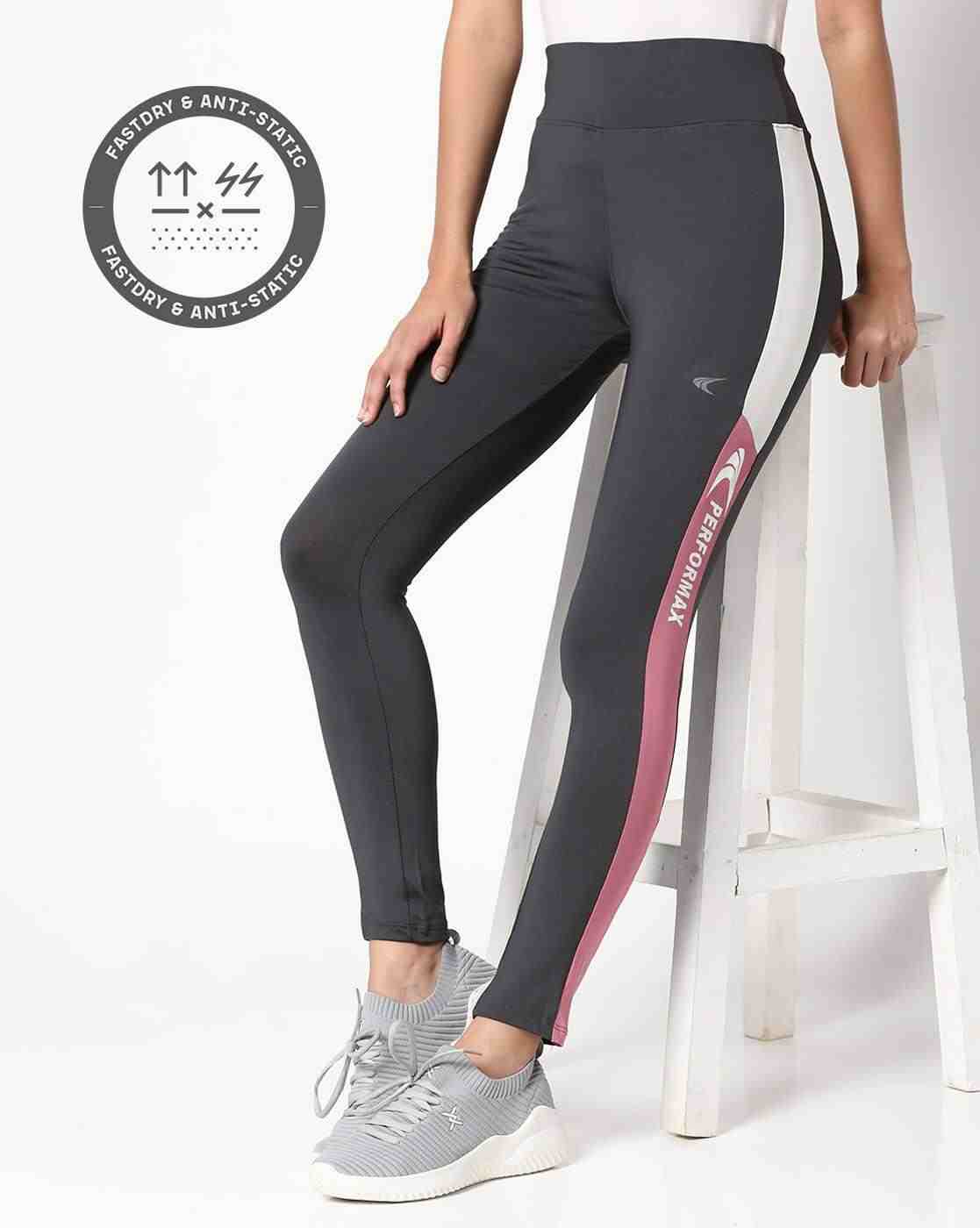 High-Rise Sports Leggings with Contrast Side Panels