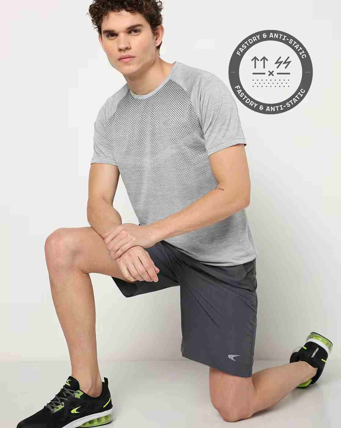Regular Fit Heathered T-Shirt with Raglan Sleeves