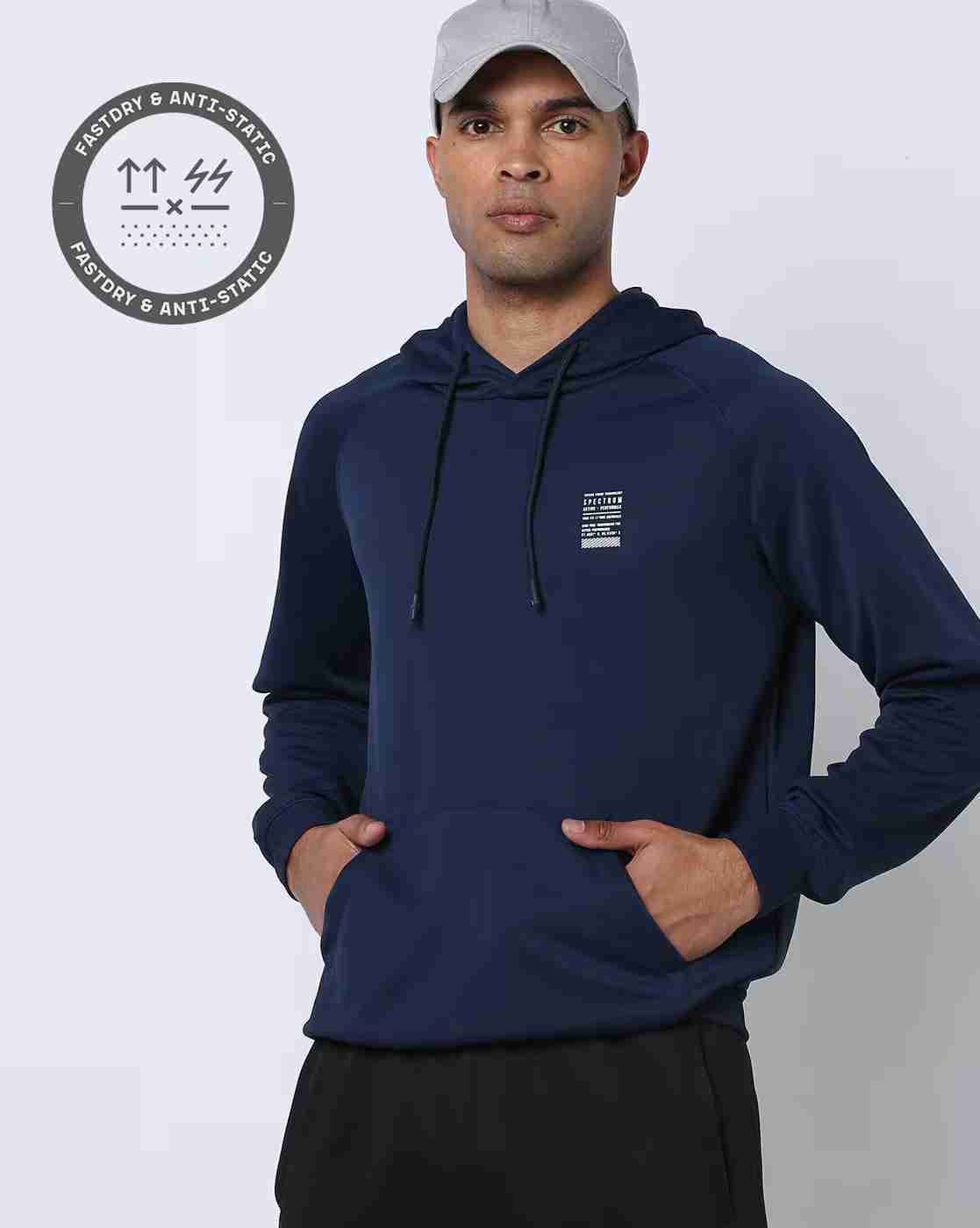 Minimal Print Hoodie with Kangaroo Pocket