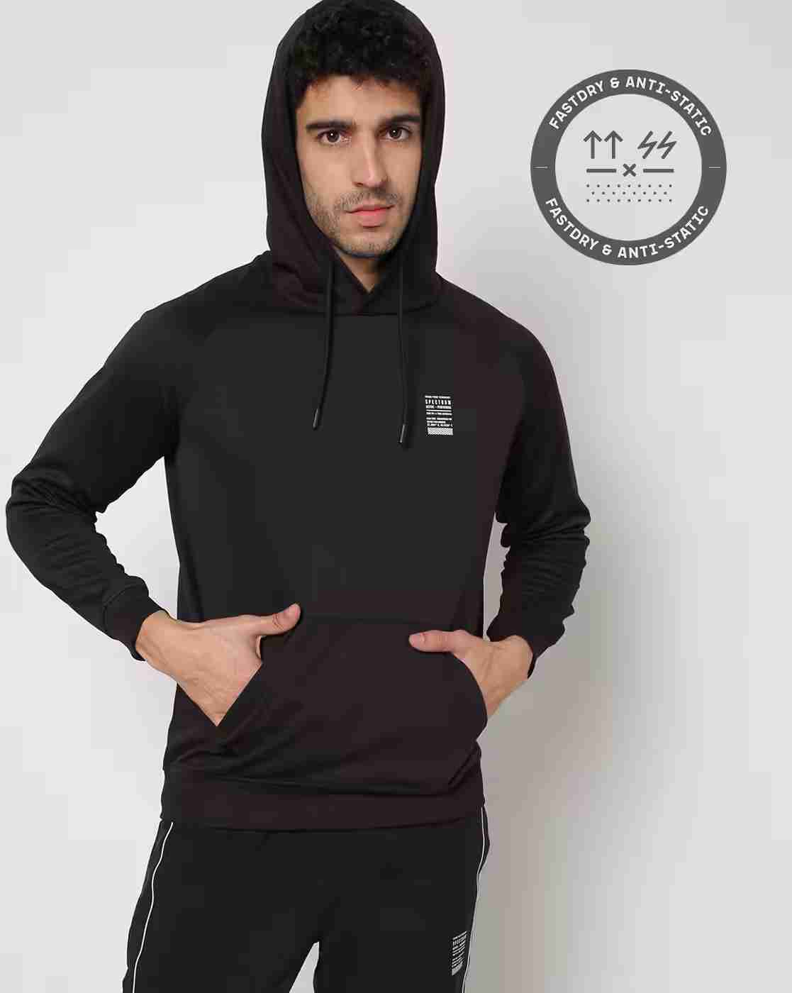 Minimal Print Hoodie with Kangaroo Pocket