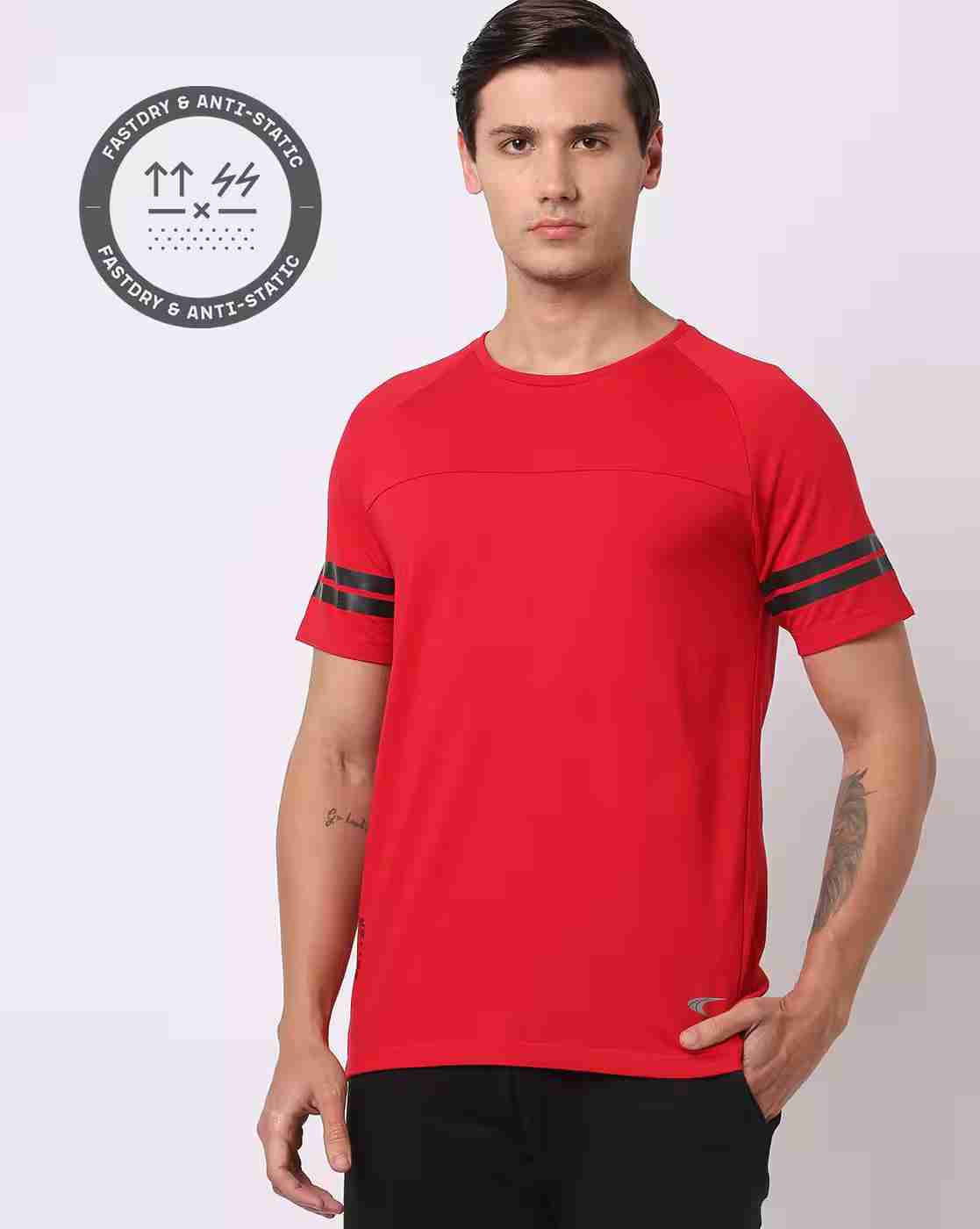 PERFORMAX | Regular Fit Crew-Neck T-Shirt with Striped Sleeves|0