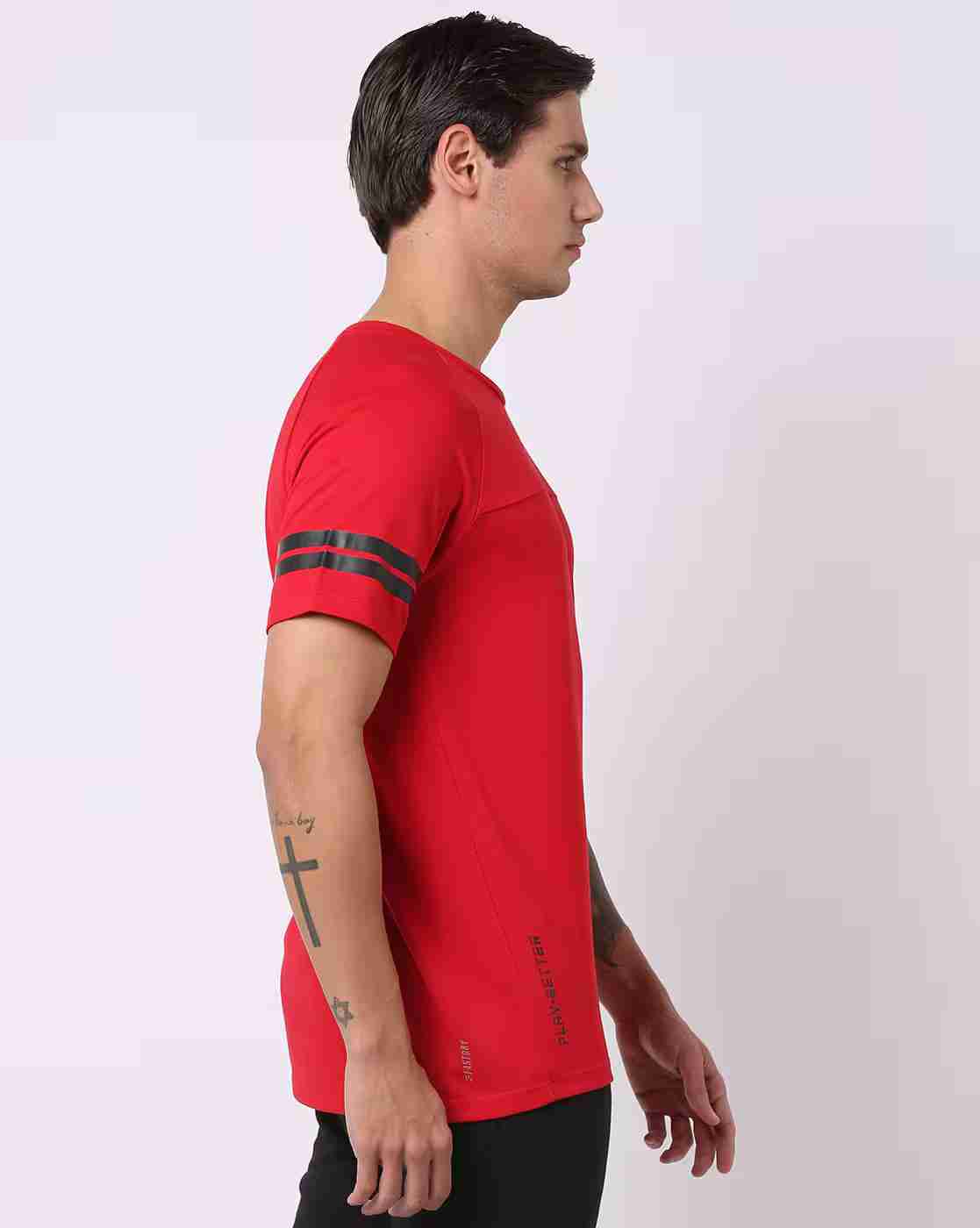 PERFORMAX | Regular Fit Crew-Neck T-Shirt with Striped Sleeves|1