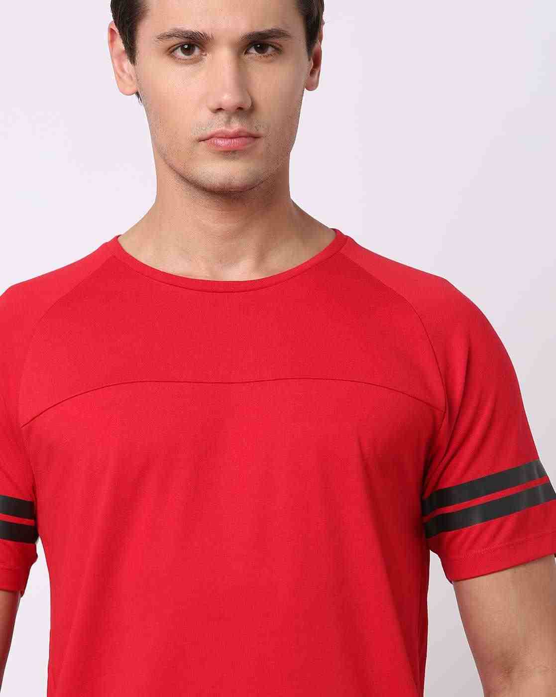 PERFORMAX | Regular Fit Crew-Neck T-Shirt with Striped Sleeves|3