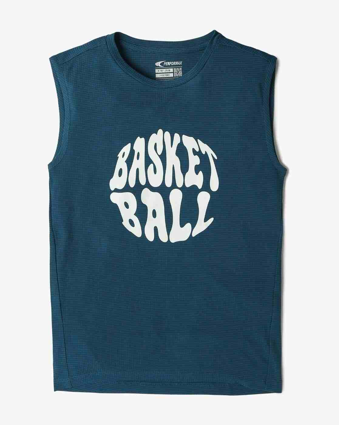 Boys Typographic Print Regular Fit Round-Neck Singlet