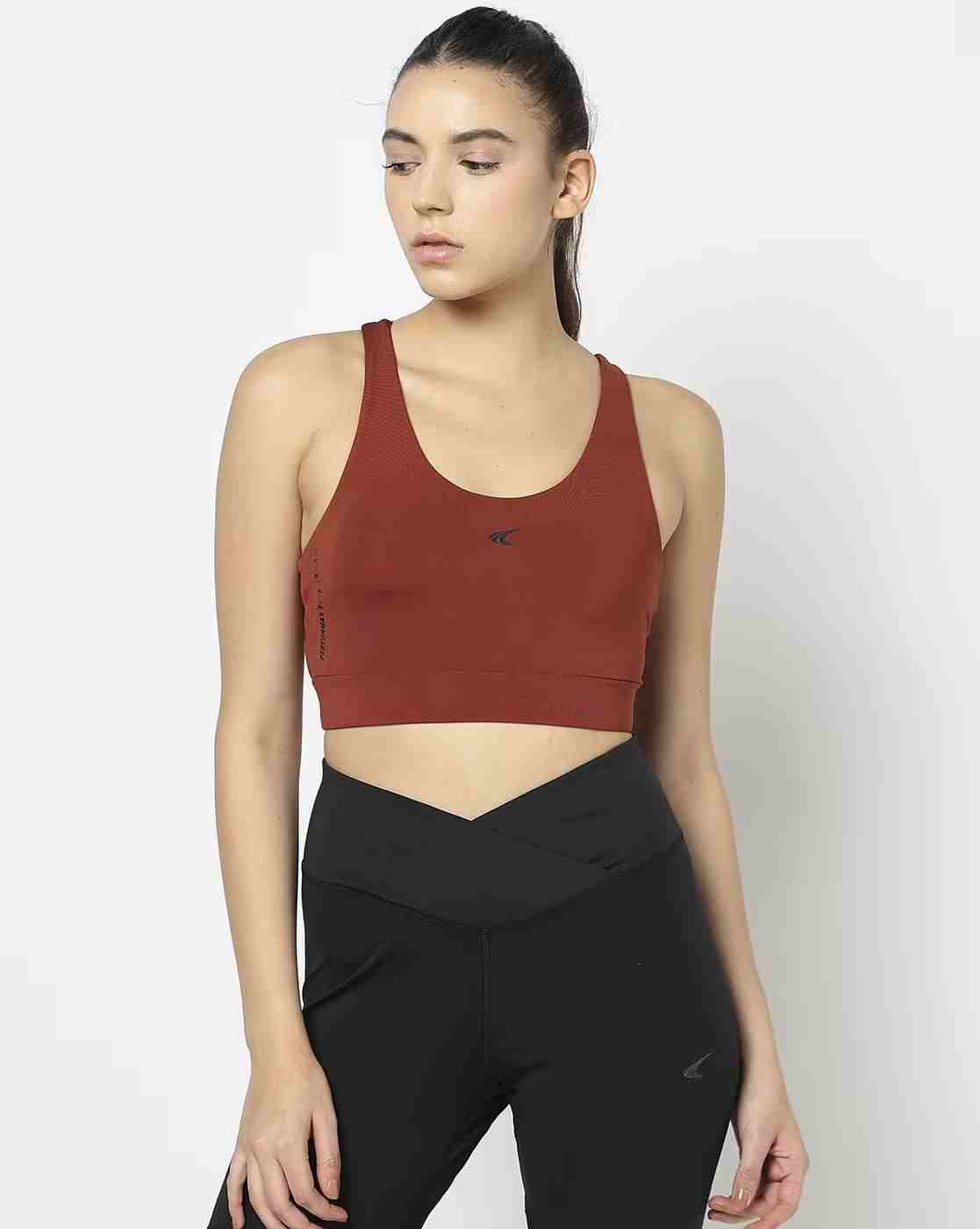 Women Lightly Padded Sports Bra with Strappy Back