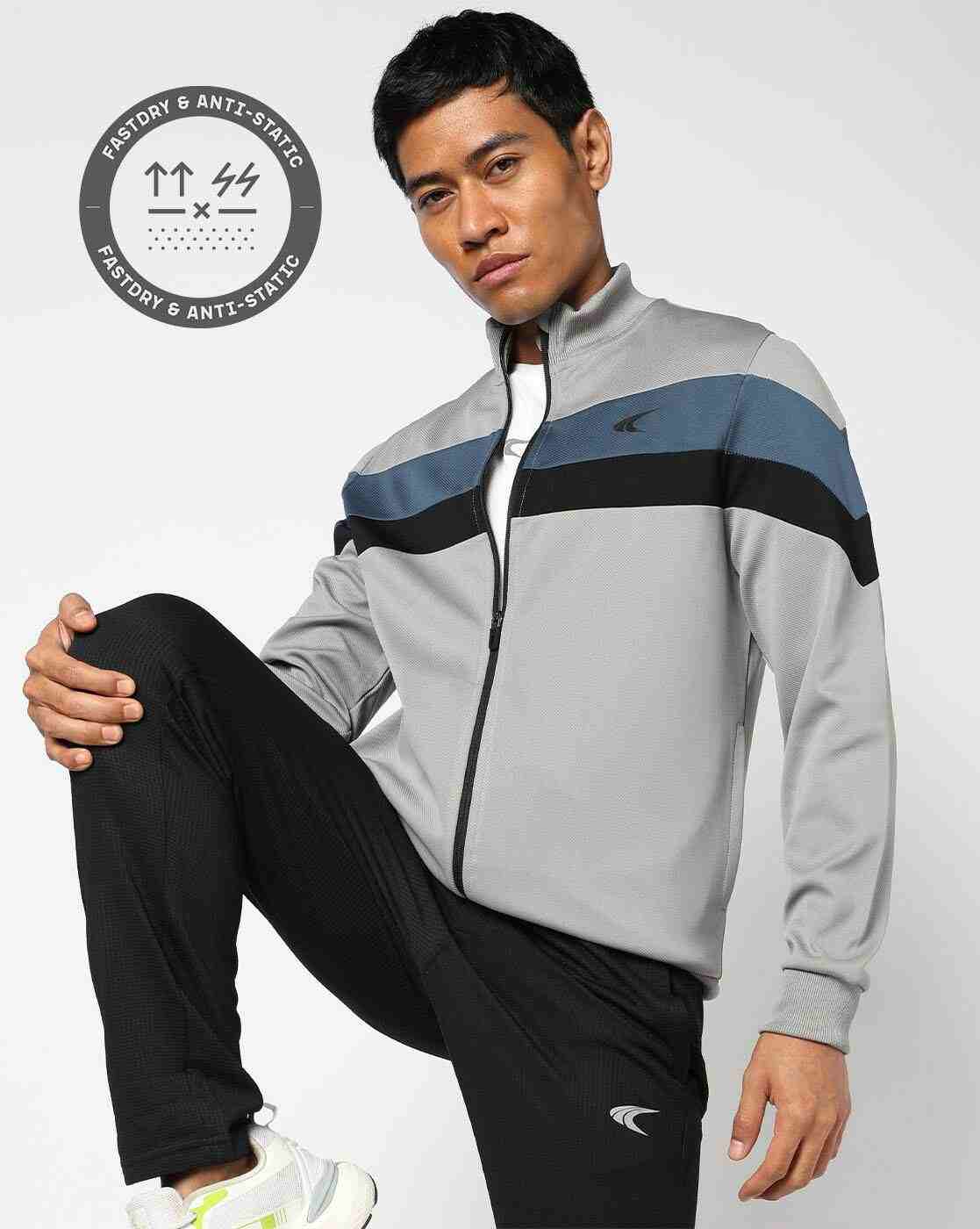 Men Striped Regular Fit Zip-Front Jacket