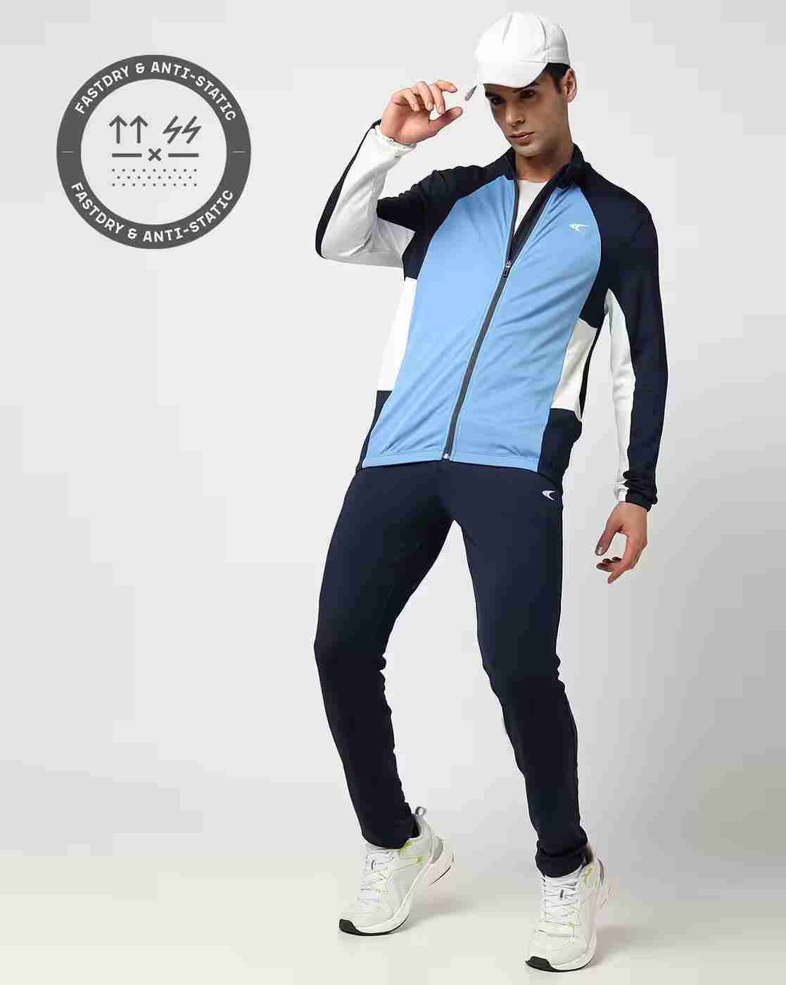 Men Colourblock Regular Fit Tracksuit