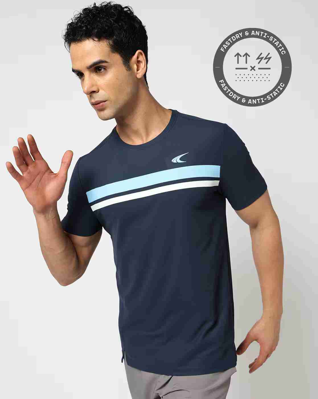 PERFORMAX | Men Active Lifestyle Striped Regular Fit Crew Neck T-Shirt|0