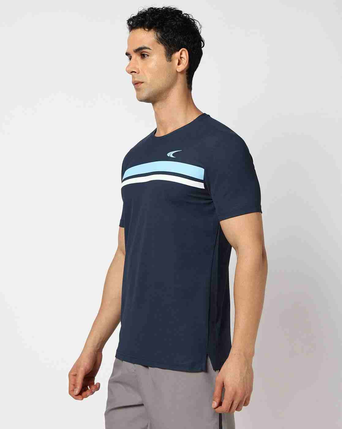 PERFORMAX | Men Active Lifestyle Striped Regular Fit Crew Neck T-Shirt|1