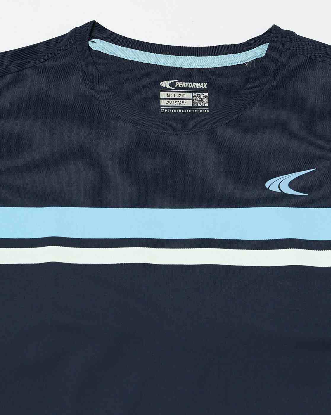 PERFORMAX | Men Active Lifestyle Striped Regular Fit Crew Neck T-Shirt|5
