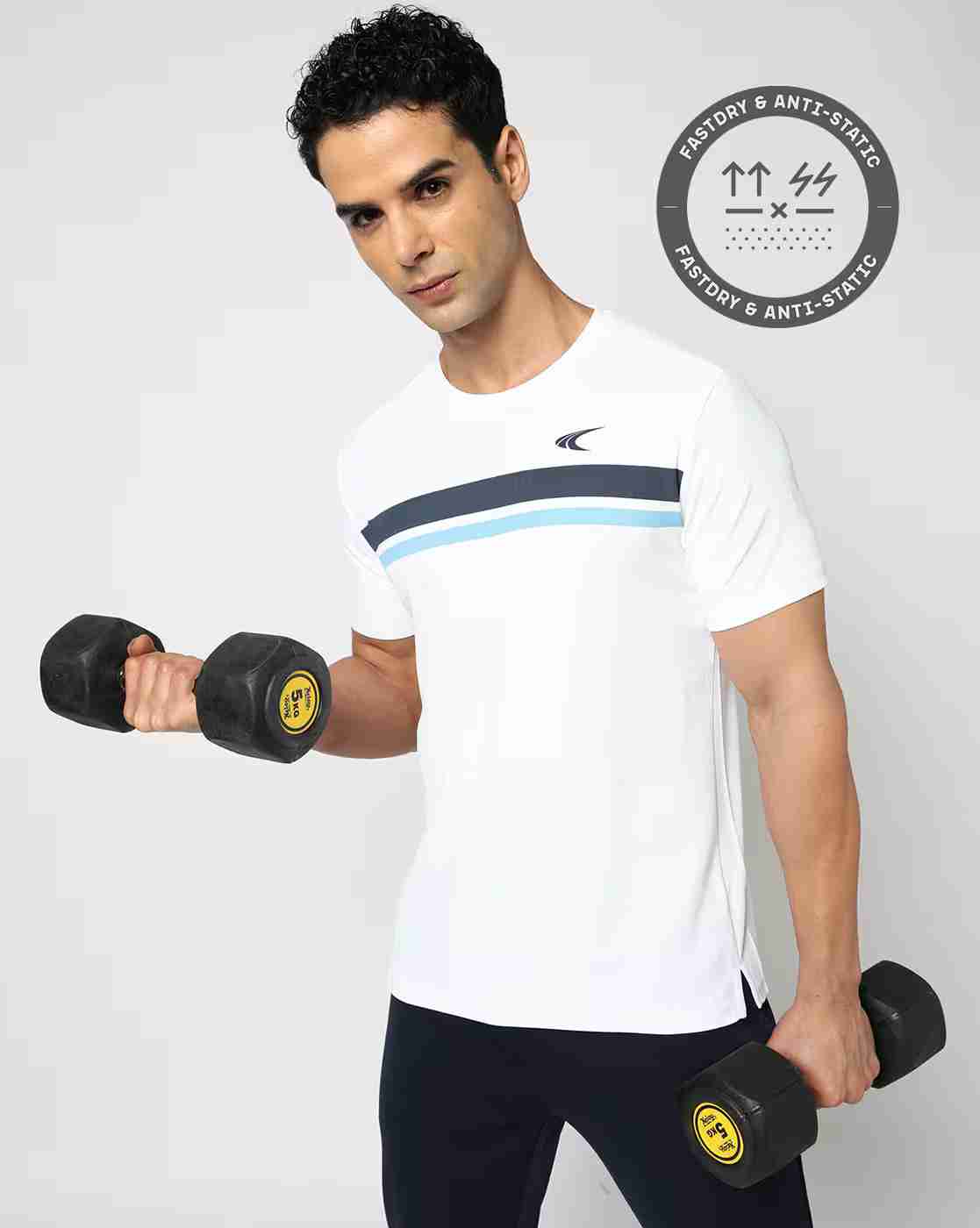 Men Active Lifestyle Striped Regular Fit Crew Neck T-Shirt