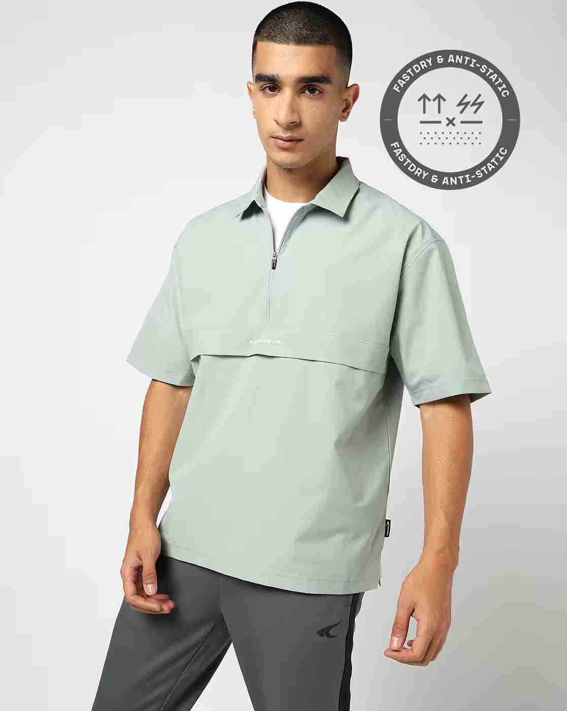 PERFORMAX | Men Relaxed Fit Woven AL Troyer Active Polo T-Shirt|0