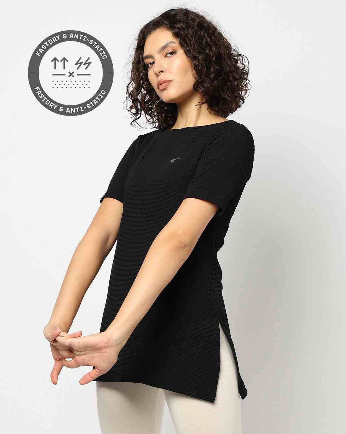 PERFORMAX | Women Slim Fit Boat-Neck Fitness T-Shirt|0