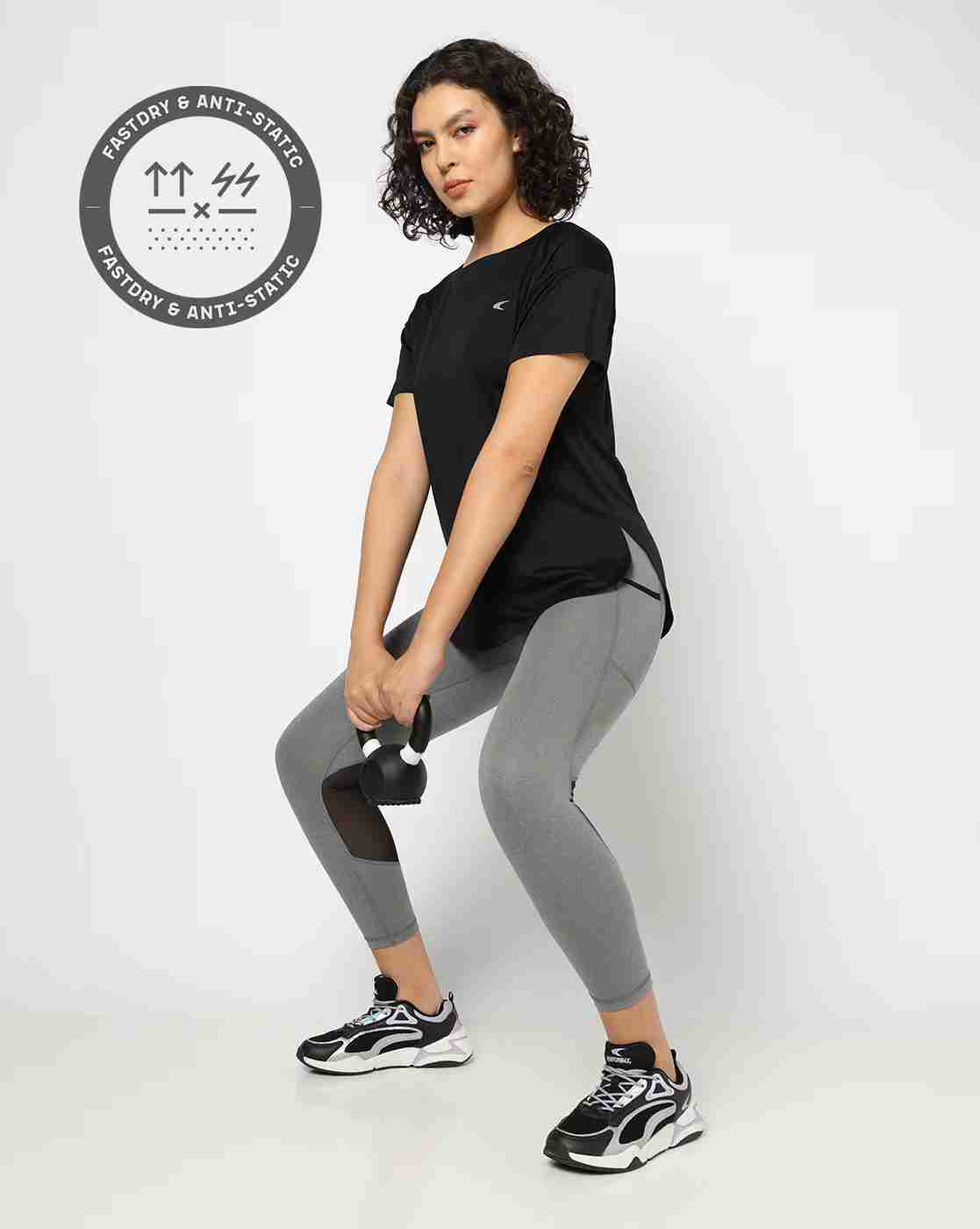 PERFORMAX | Women Wide Neck Bonded Relaxed Fit T-Shirt|0
