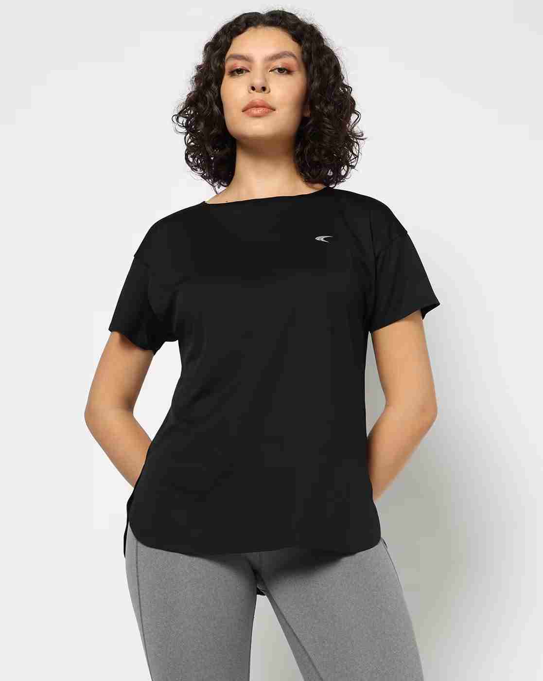 PERFORMAX | Women Wide Neck Bonded Relaxed Fit T-Shirt|1