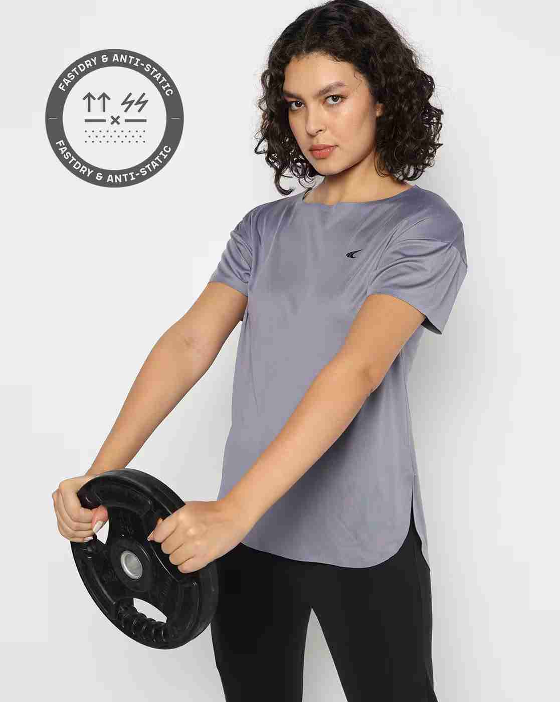 Women Wide Neck Bonded Relaxed Fit T-Shirt