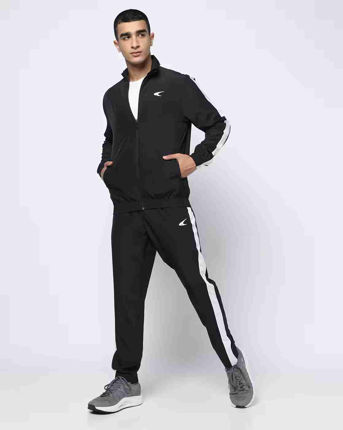 Men Colourblock Regular Fit Zip-Front Tracksuit