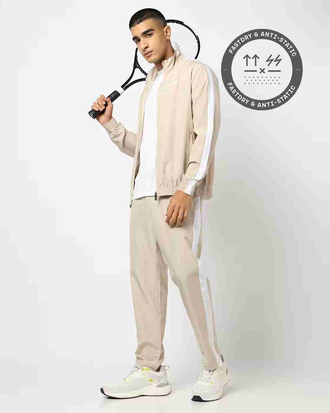 Men Colourblock Regular Fit Zip-Front Tracksuit