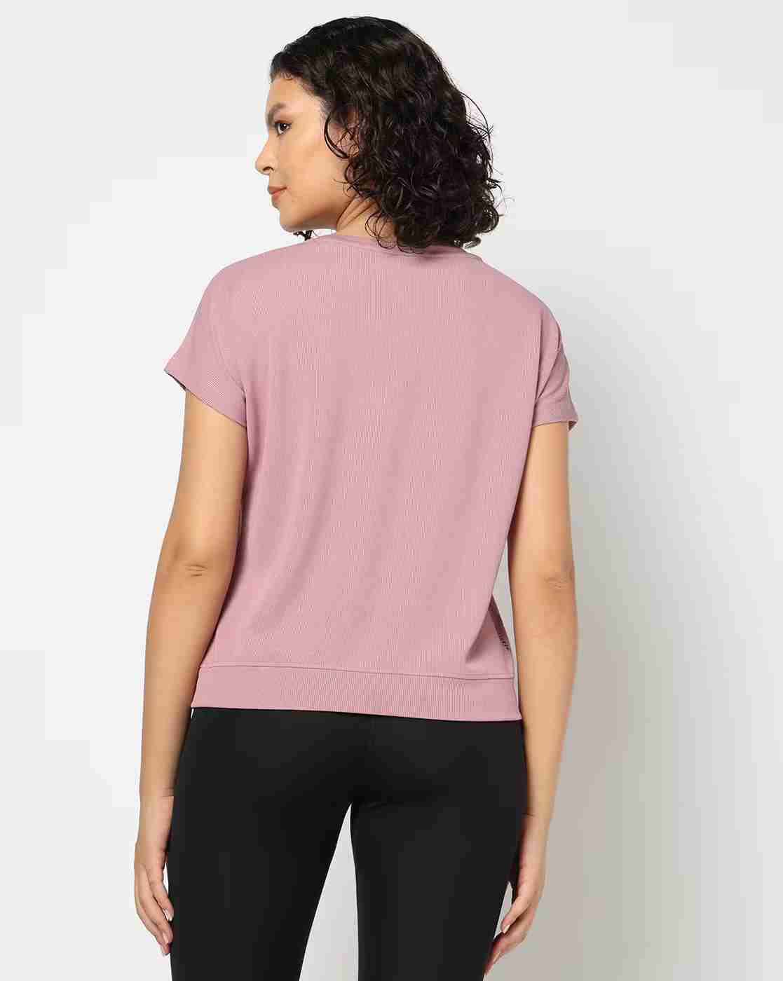 PERFORMAX | Women Ribbed Loose Fit V-Neck T-Shirt|3