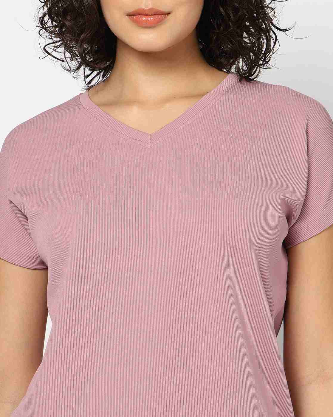 PERFORMAX | Women Ribbed Loose Fit V-Neck T-Shirt|4