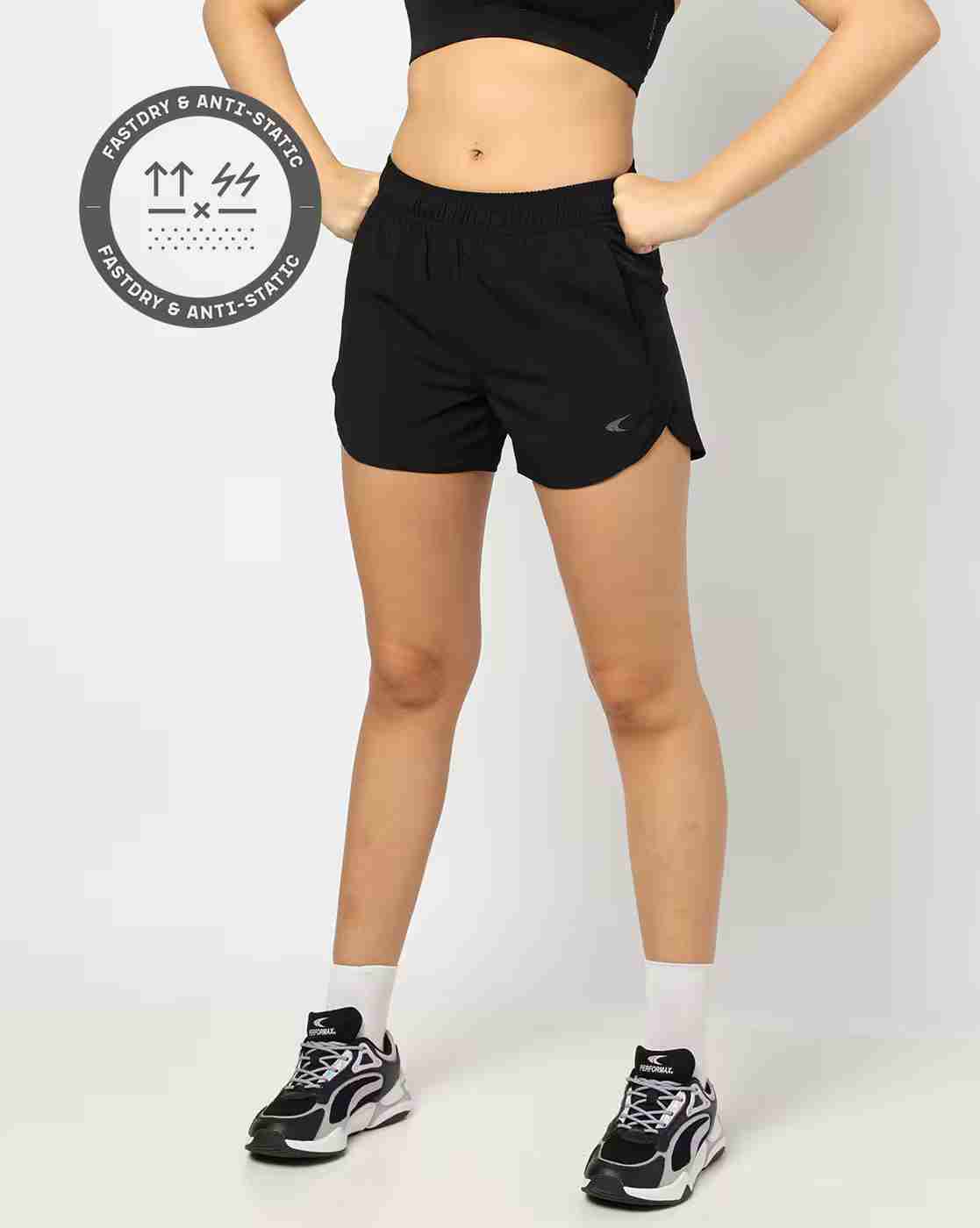 Women Regular Fit Mesh Paneled Shorts