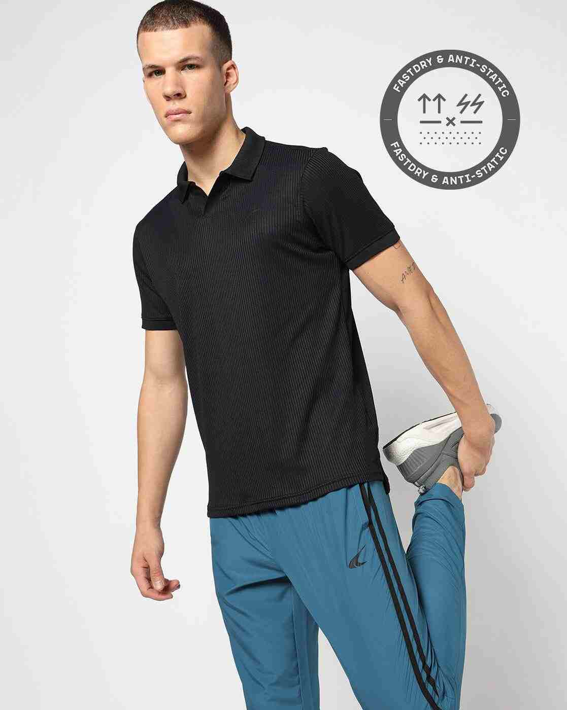 Men Ribbed Regular Fit Polo T-Shirt