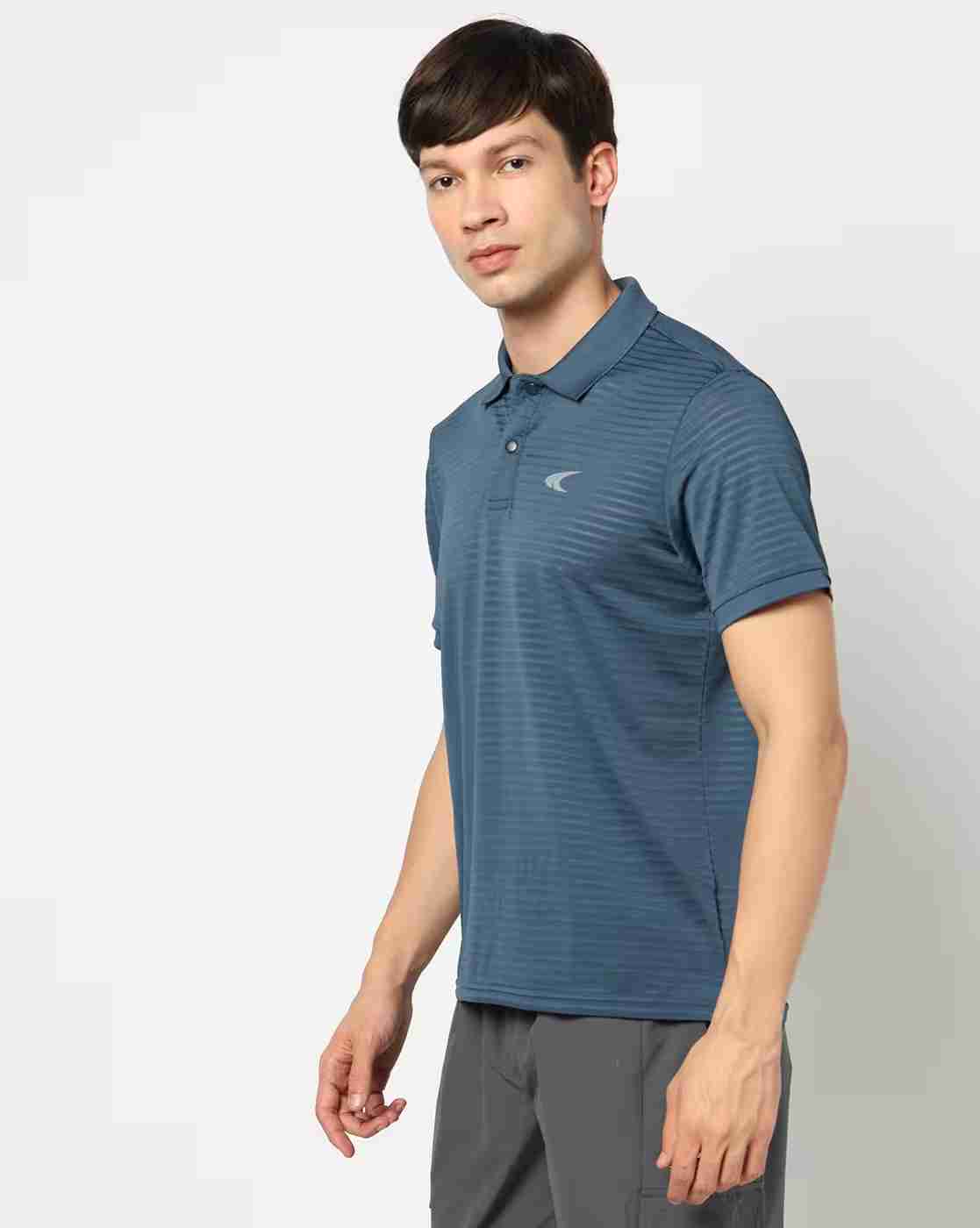 PERFORMAX | Men Striped Regular Fit Polo T-Shirt|1