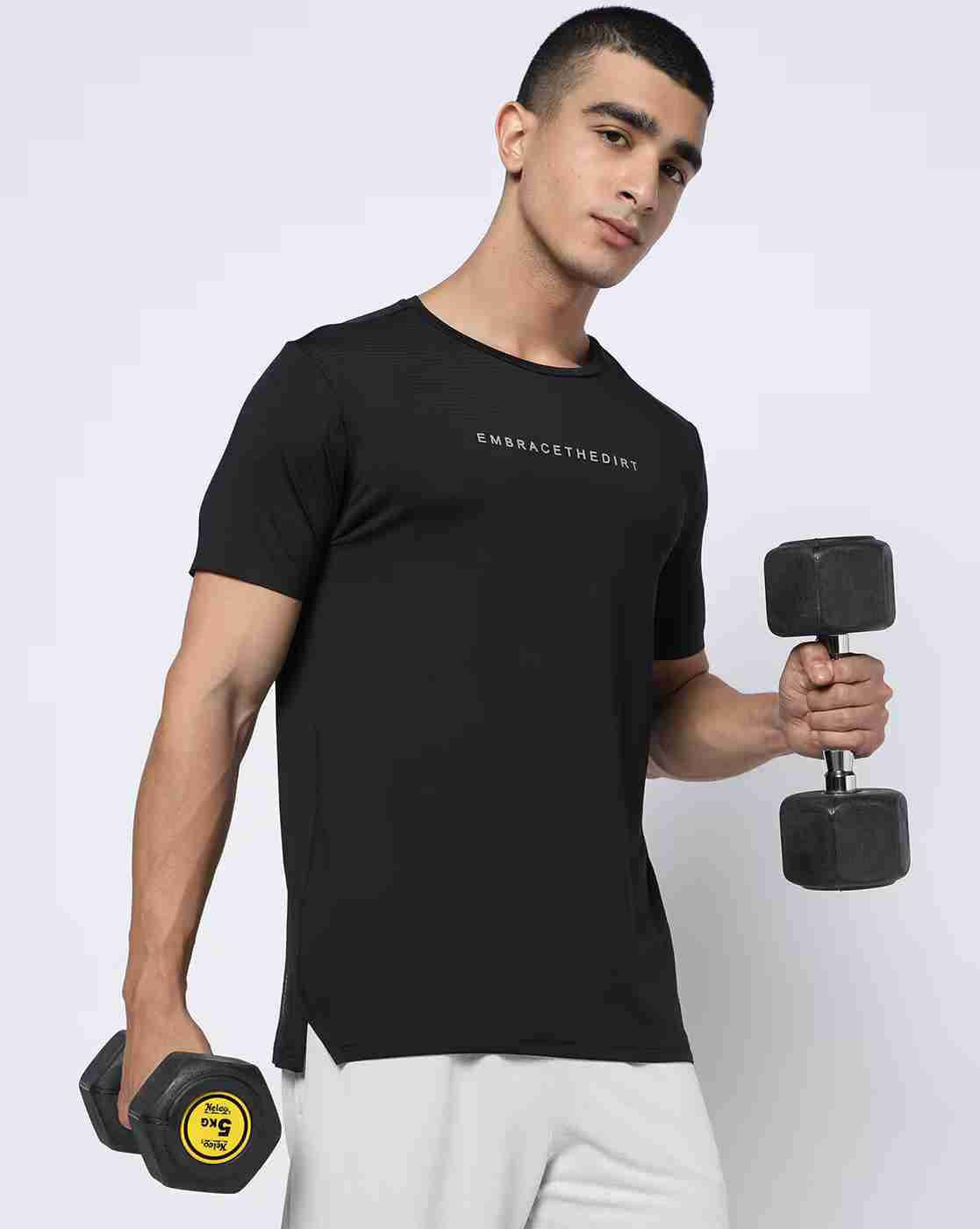 PERFORMAX | Men Bonded Typographic Print Regular Fit Crew-Neck T-Shirt|0