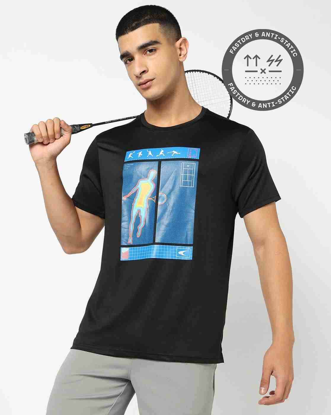 Men Racquet Sport Graphic Print Regular Fit Crew-Neck T-Shirt