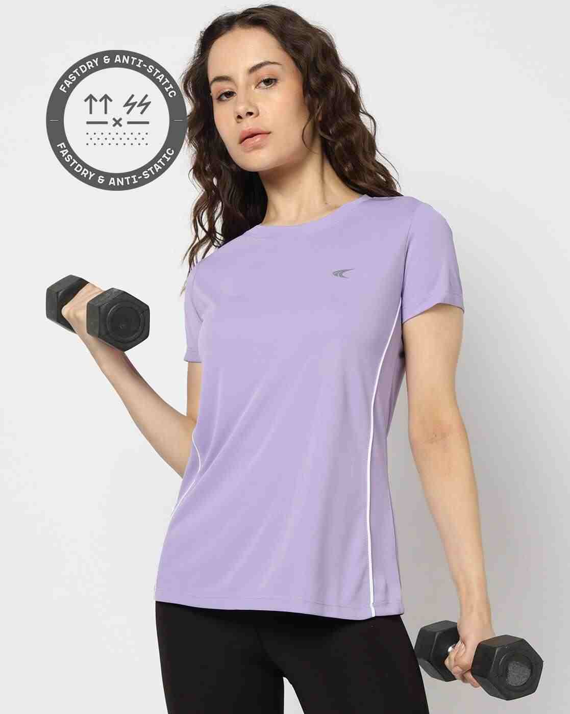 Women Regular Fit Running & Training Side Piping T-Shirt