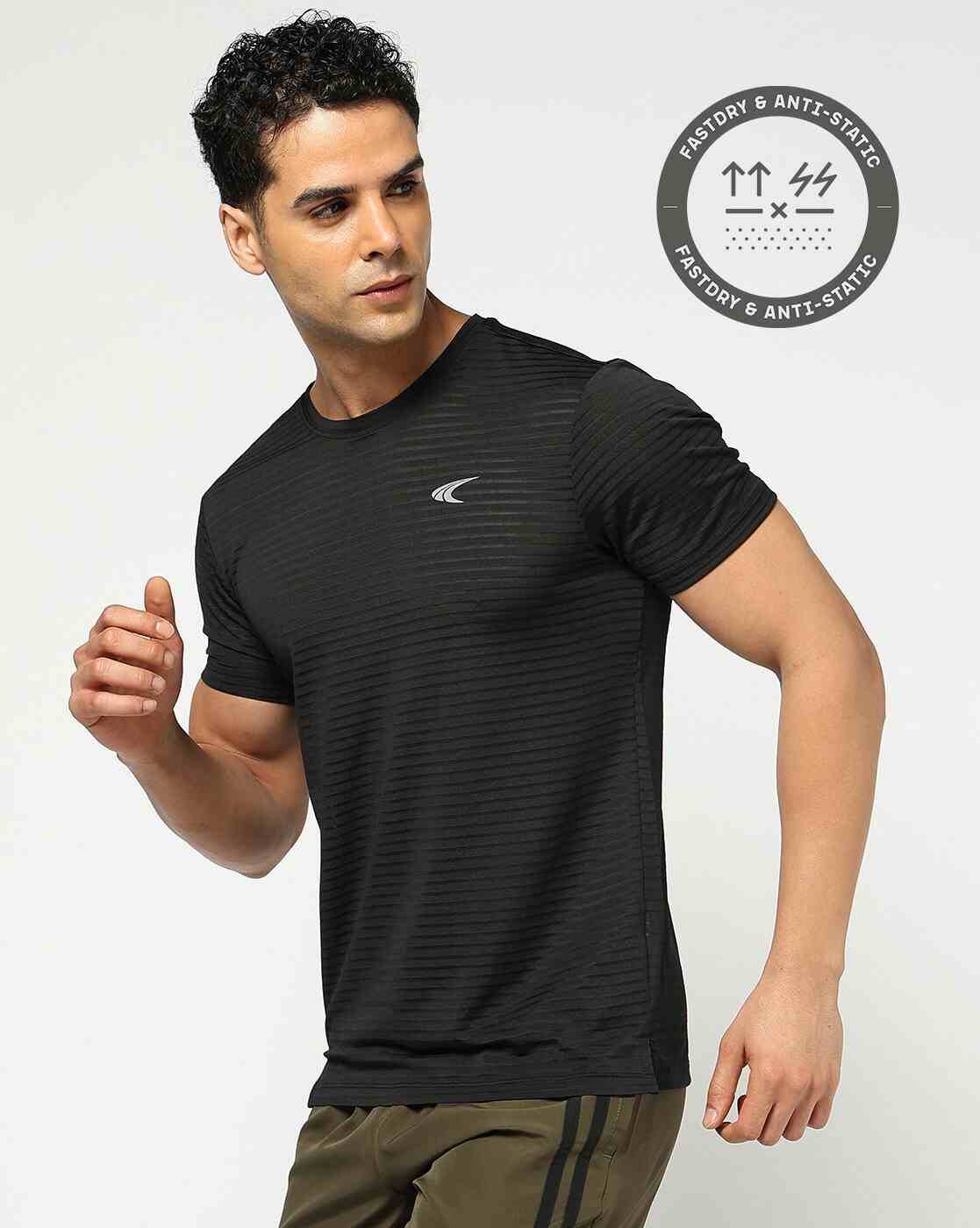 Men Striped Relaxed Fit Crew-Neck T-Shirt