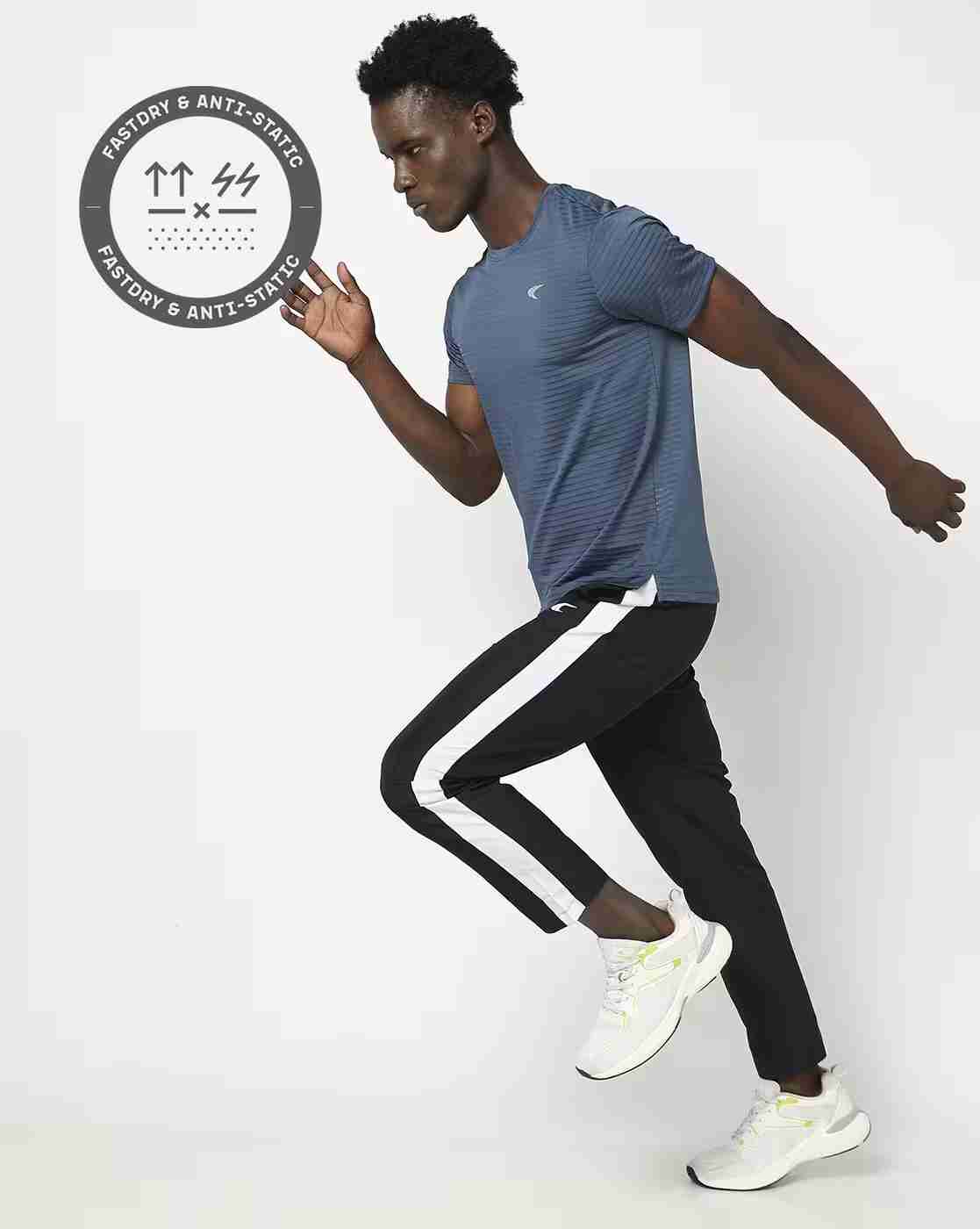 Men Self-Striped Relaxed Fit Crew-Neck T-Shirt