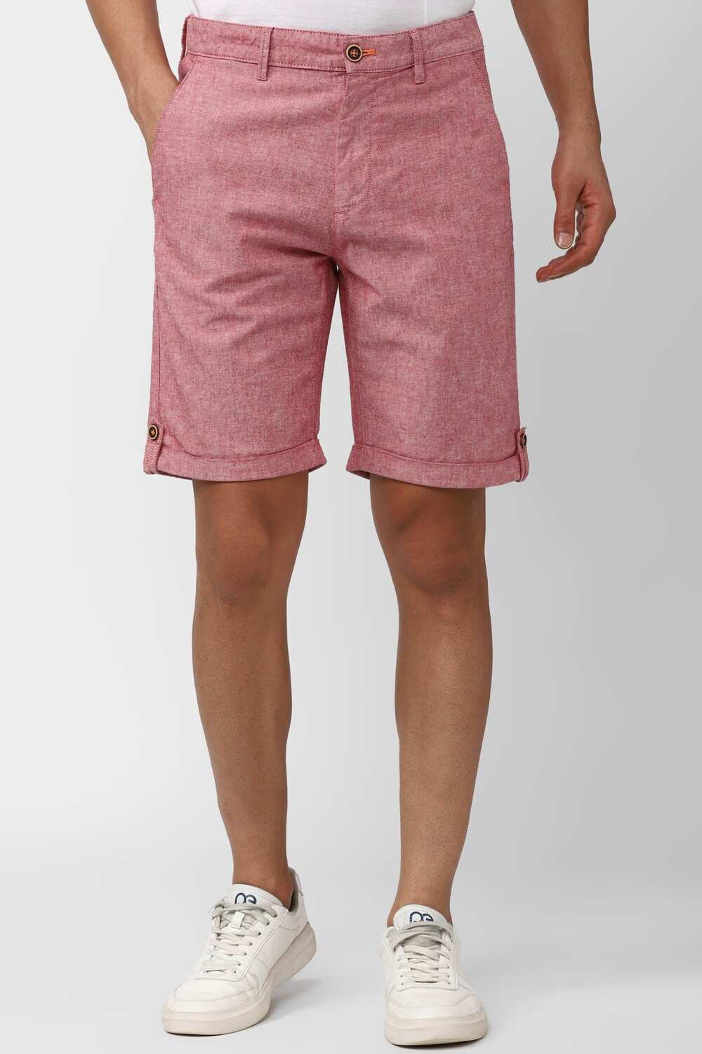 Men Pink Textured Casual Shorts