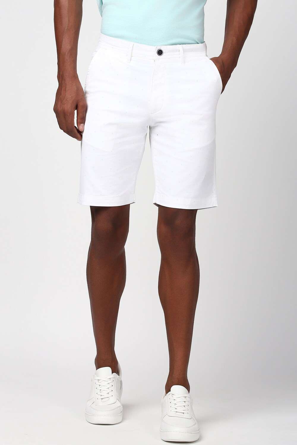 Men White Print Casual Shorts