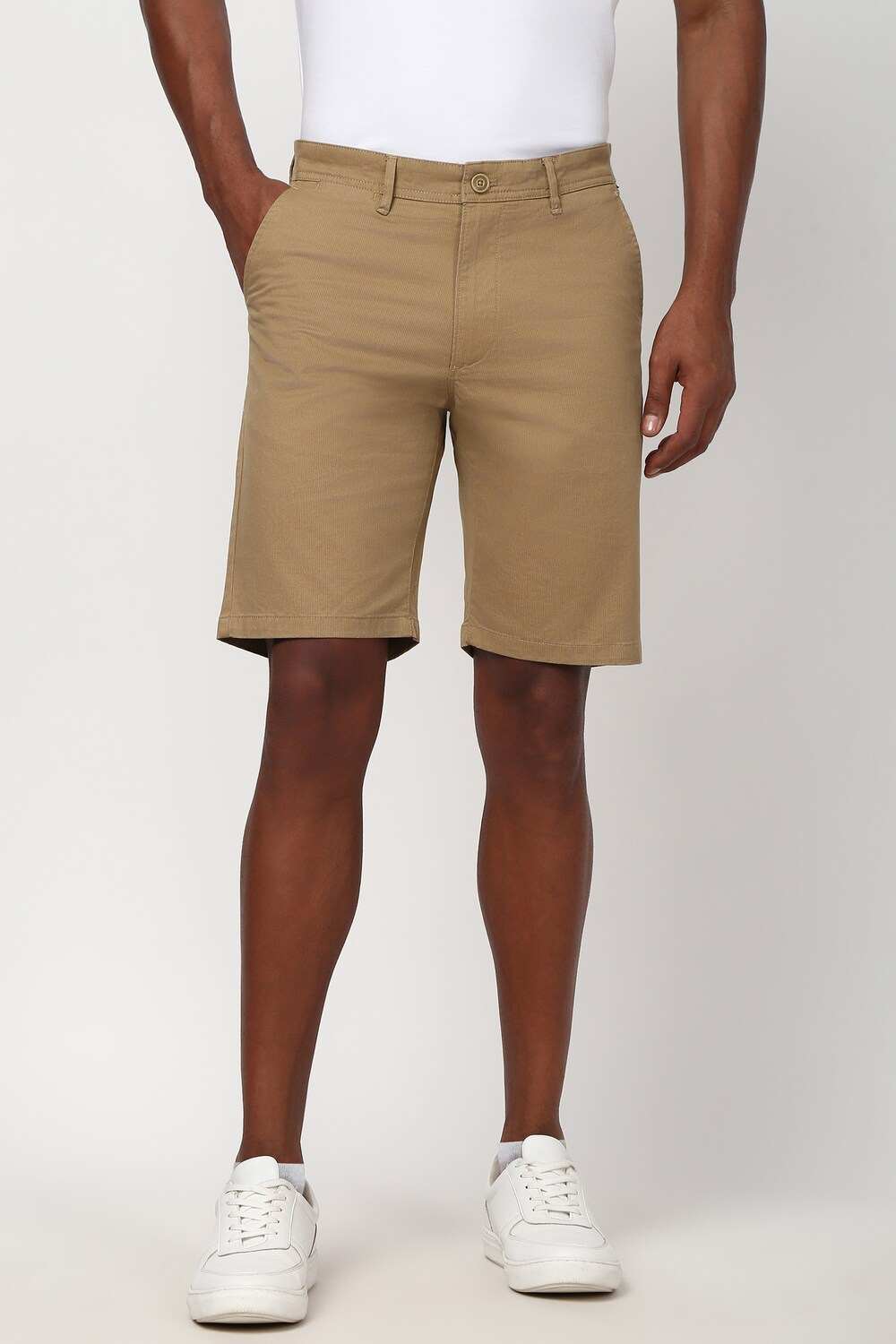 Men Khaki Print Casual Shorts