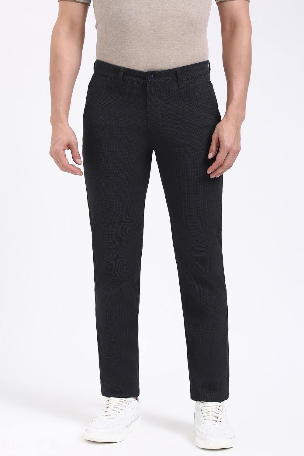 Men Black Check Super Slim Fit Trousers