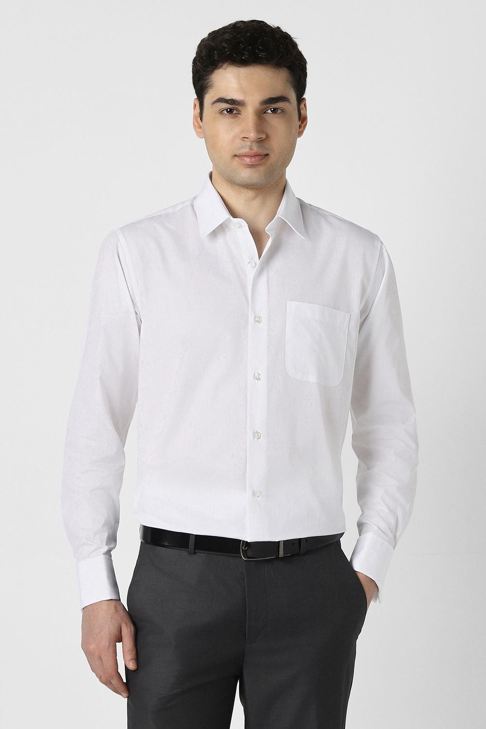 Men White Nuvo Fit Full Sleeves Formal Shirt