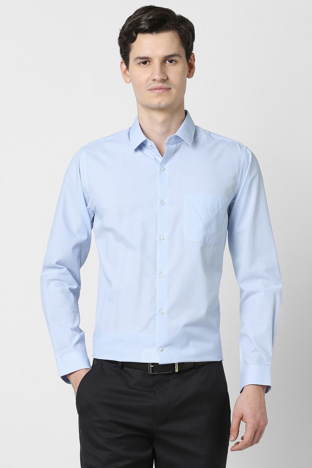 Men Light Blue Slim Fit Full Sleeves Formal Shirt