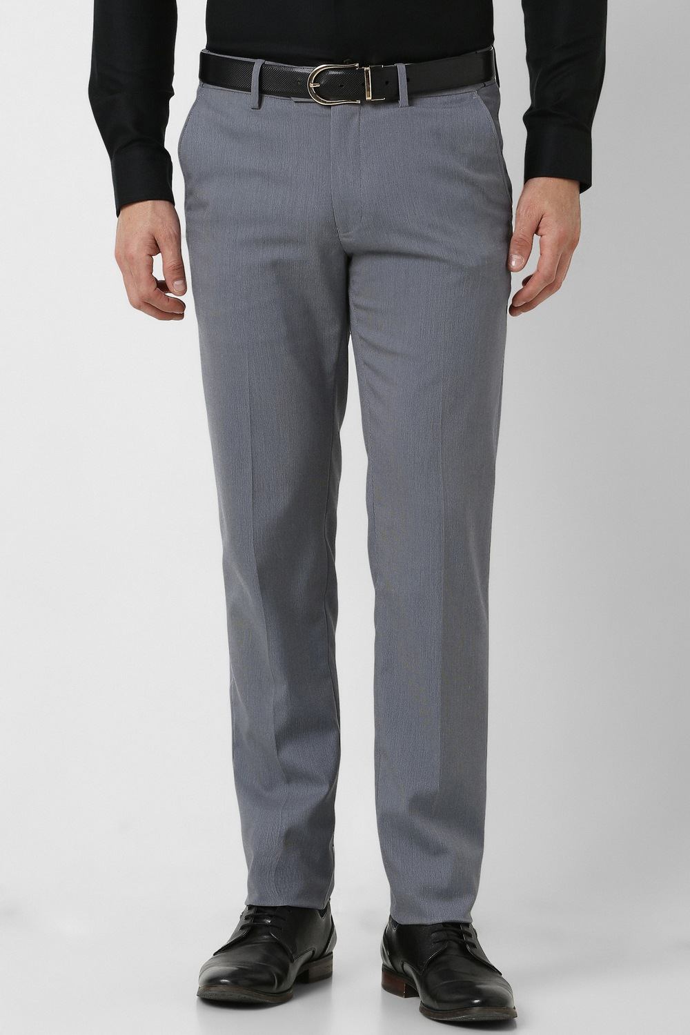 Men Grey Textured Trousers