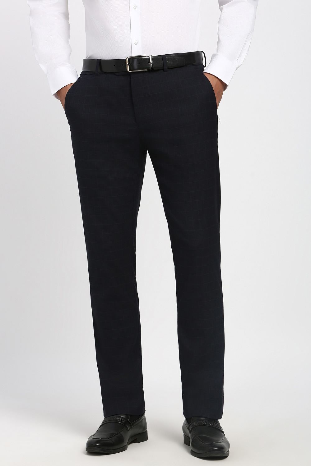 Men Black Check Formal Trousers