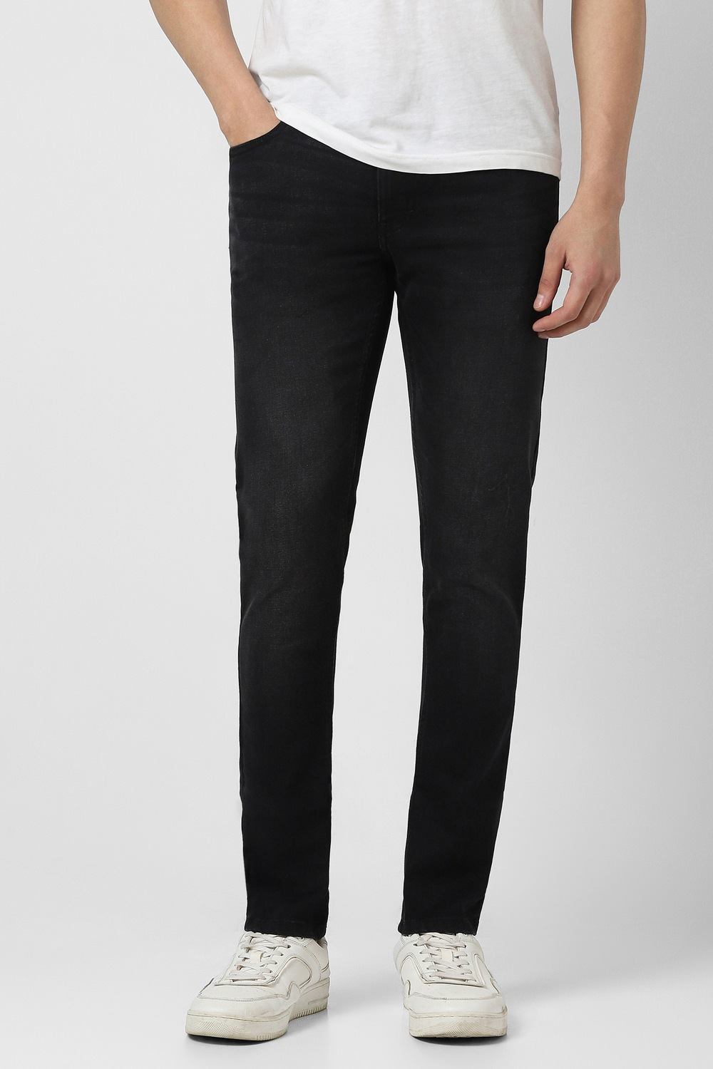 Men Black Light Wash Jeans