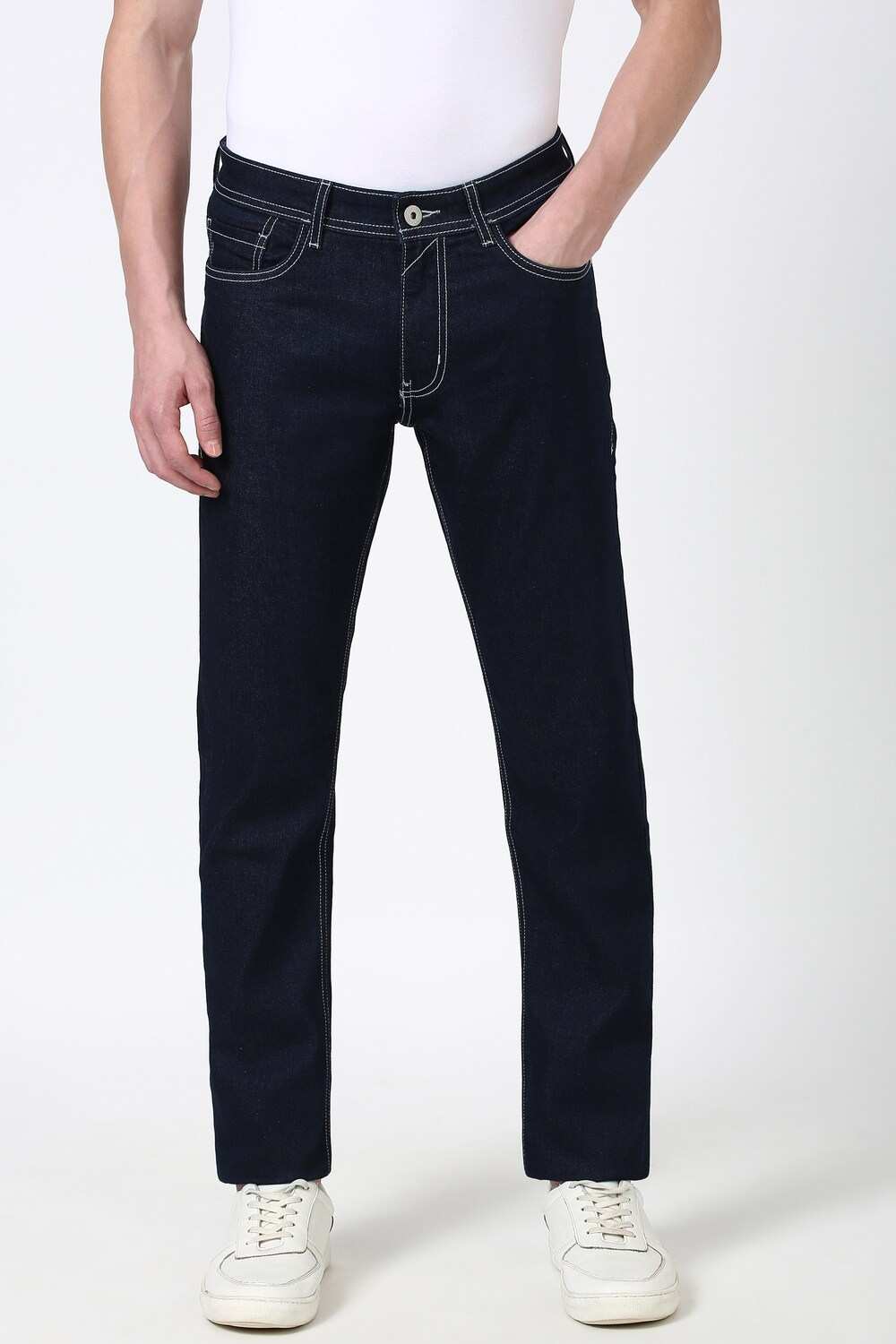 Men Navy Dark Wash Jeans