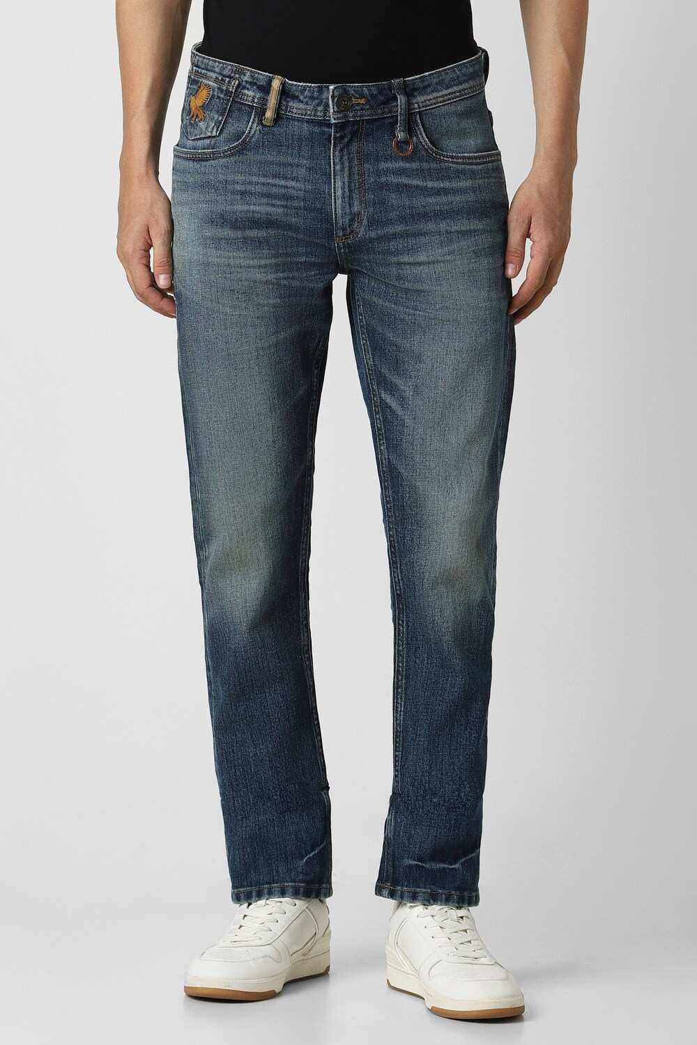 Men Navy Dark Wash Jeans